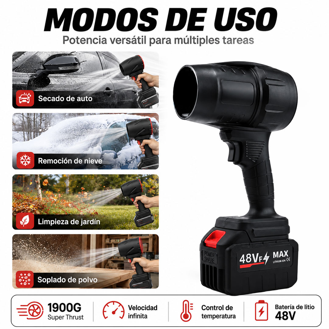 SOPLADOR DE AIRE POLVO TURBO MULTIFUNCIONAL INALAMBRICO 48V - 3