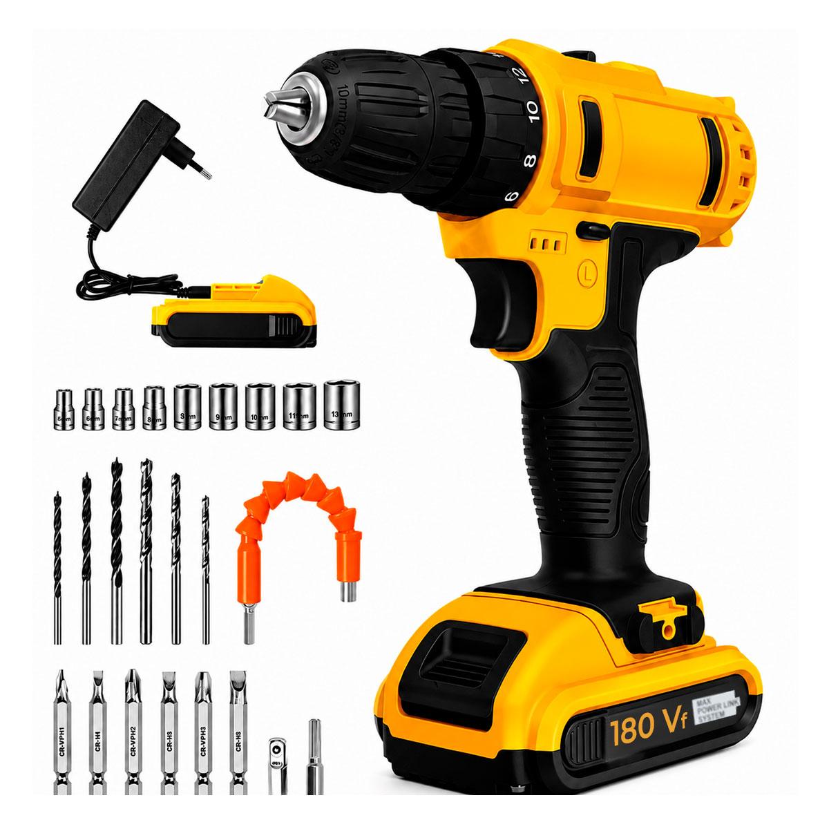 TALADRO ATORNILLADOR 180V INALAMBRICO DESTORNILLADOR CON ESTUCHE - 1