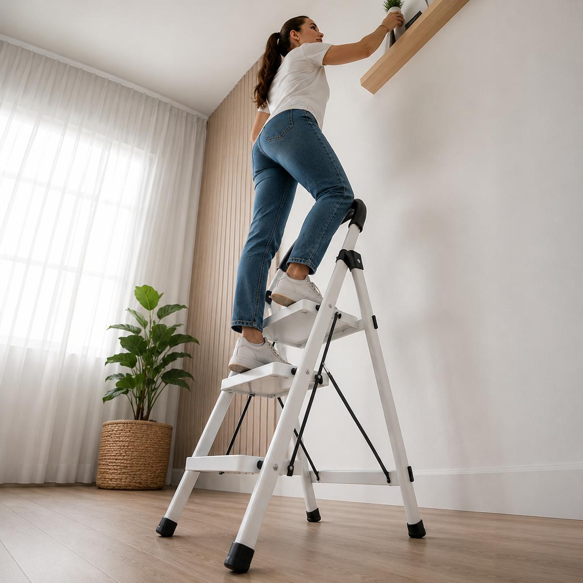 ESCALERA PLEGABLE 3 PASOS RESISTENTE Y ANTIDESLIZANTE HASTA 120 - 1