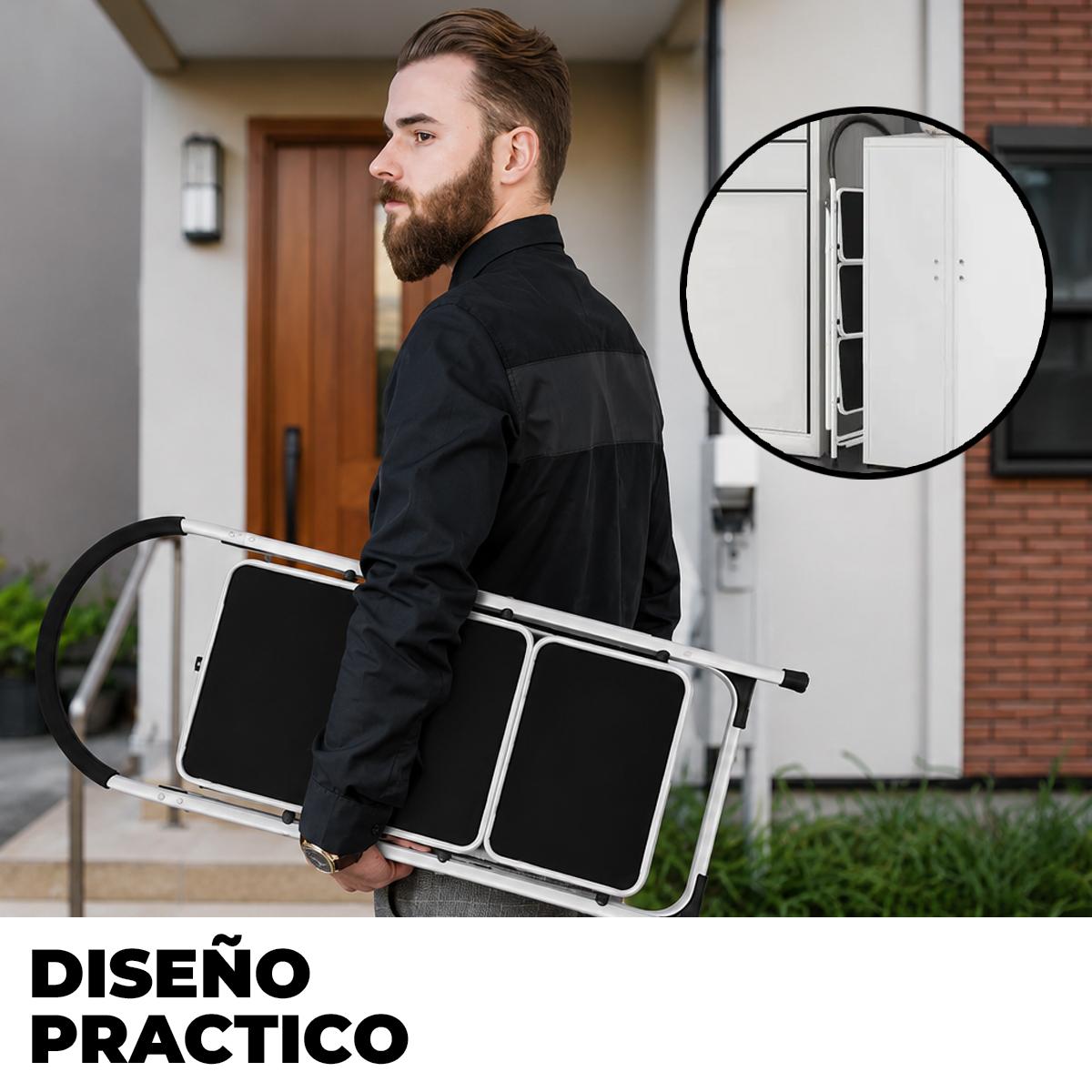 ESCALERA PLEGABLE 3 PASOS RESISTENTE Y ANTIDESLIZANTE HASTA 120 - 3
