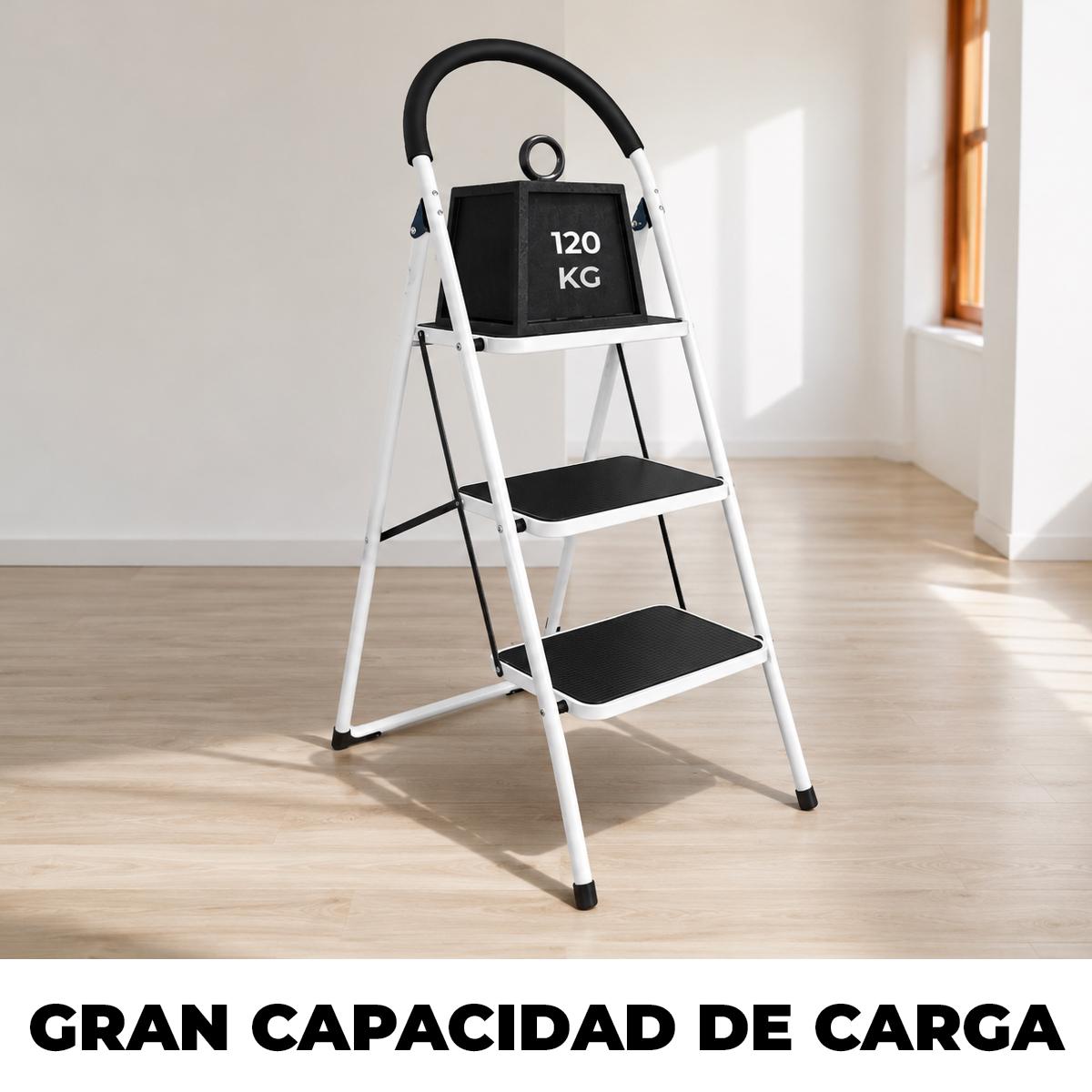 ESCALERA PLEGABLE 3 PASOS RESISTENTE Y ANTIDESLIZANTE HASTA 120 - 6