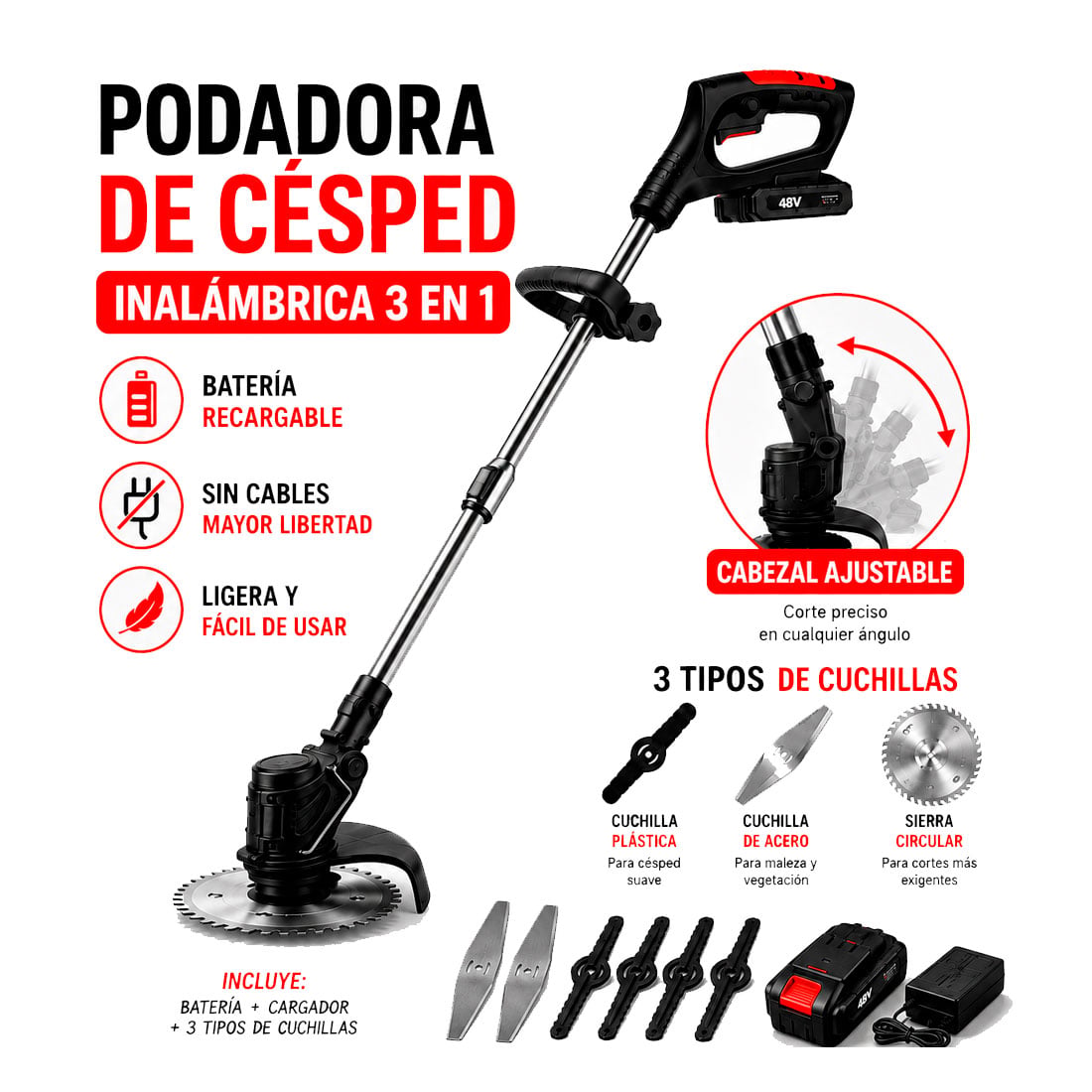 CORTADORA DE CÉSPED INALÁMBRICA MULTIFUNCIÓN - 1