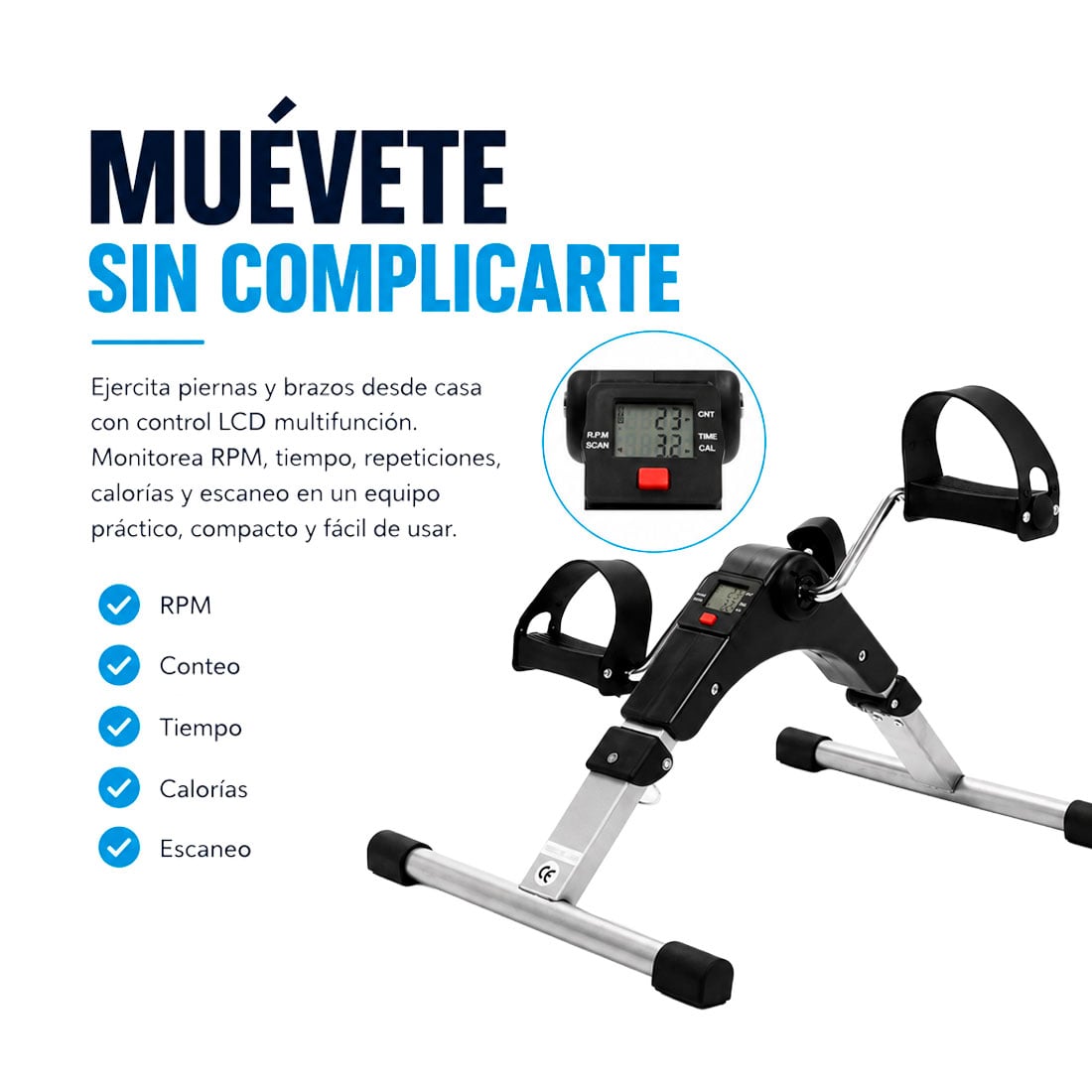 PEDALERA PORTÁTIL PARA ACTIVAR PIERNAS Y BRAZOS DESDE CASA - 5