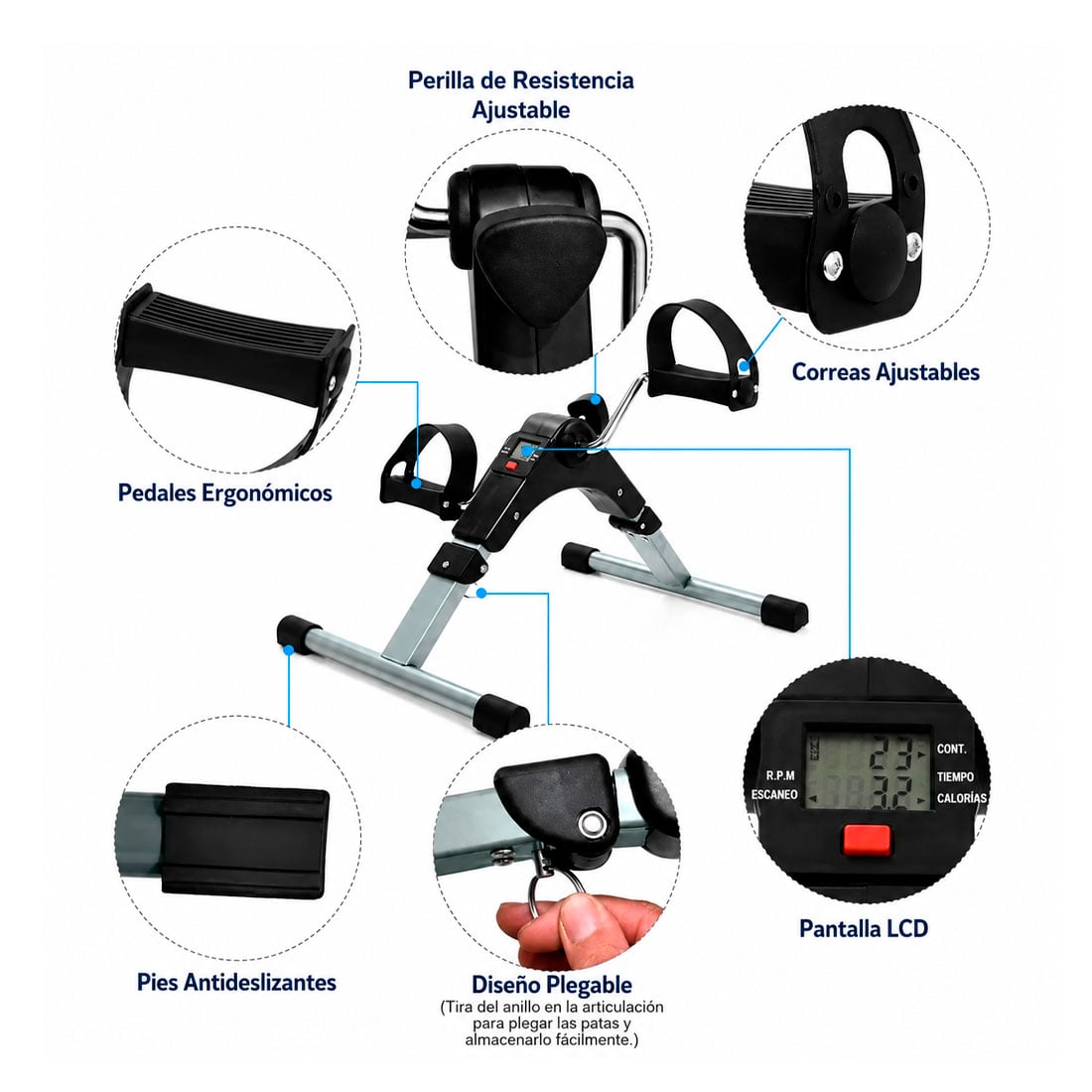 PEDALERA PORTÁTIL PARA ACTIVAR PIERNAS Y BRAZOS DESDE CASA - 6