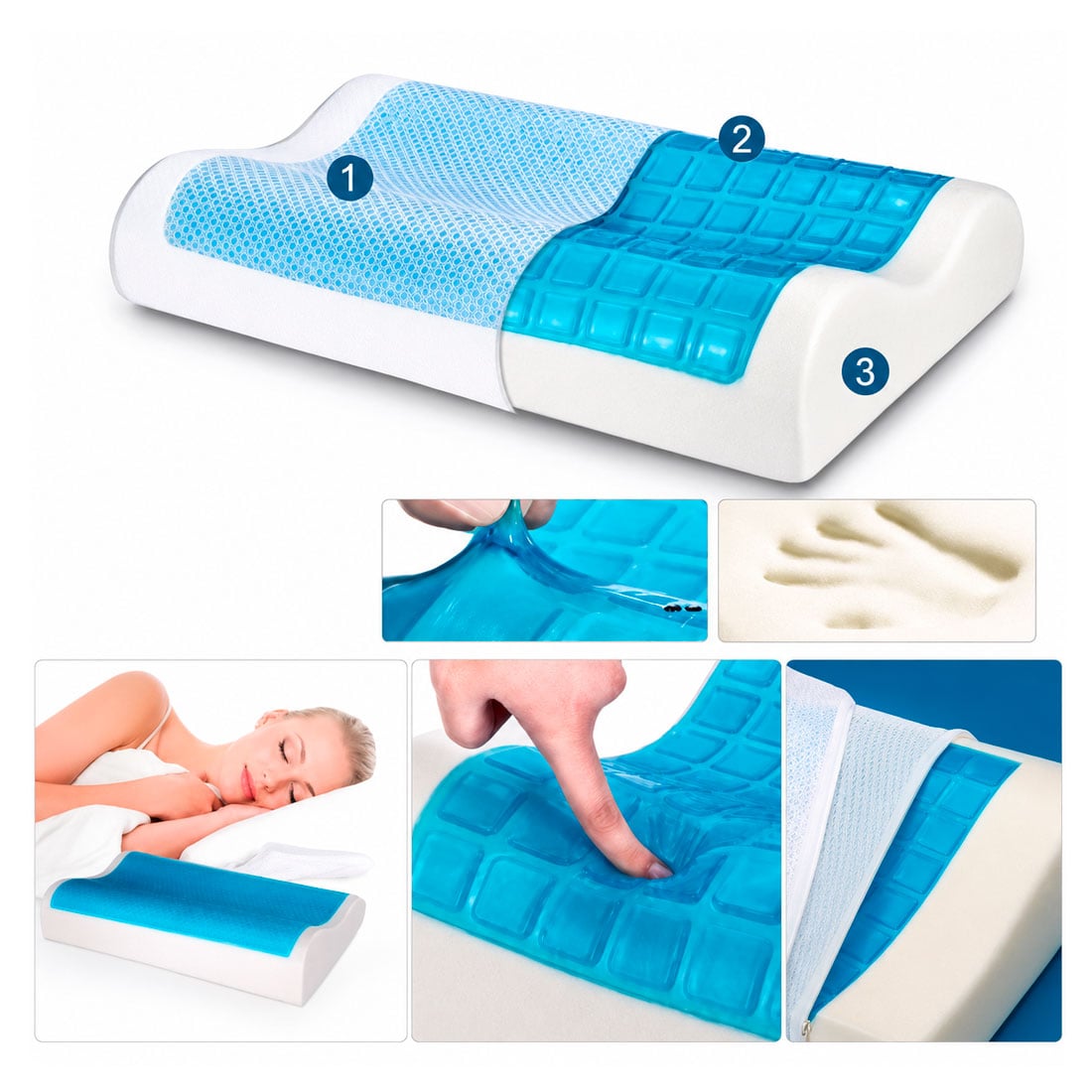 ALMOHADA CERVICAL MEMORY FOAM CON GEL REFRESCANTE - 2