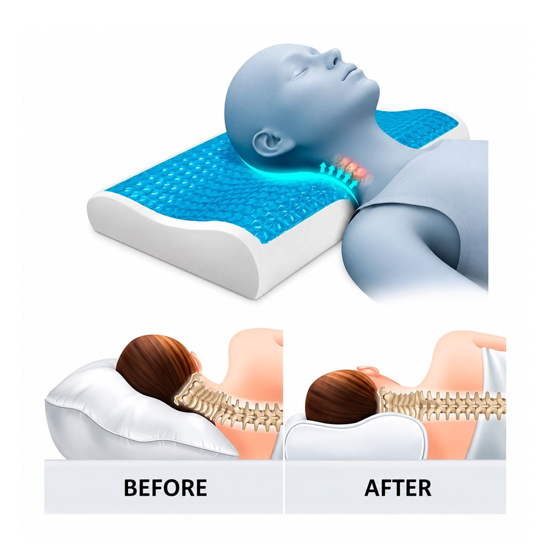 ALMOHADA CERVICAL MEMORY FOAM CON GEL REFRESCANTE - 3
