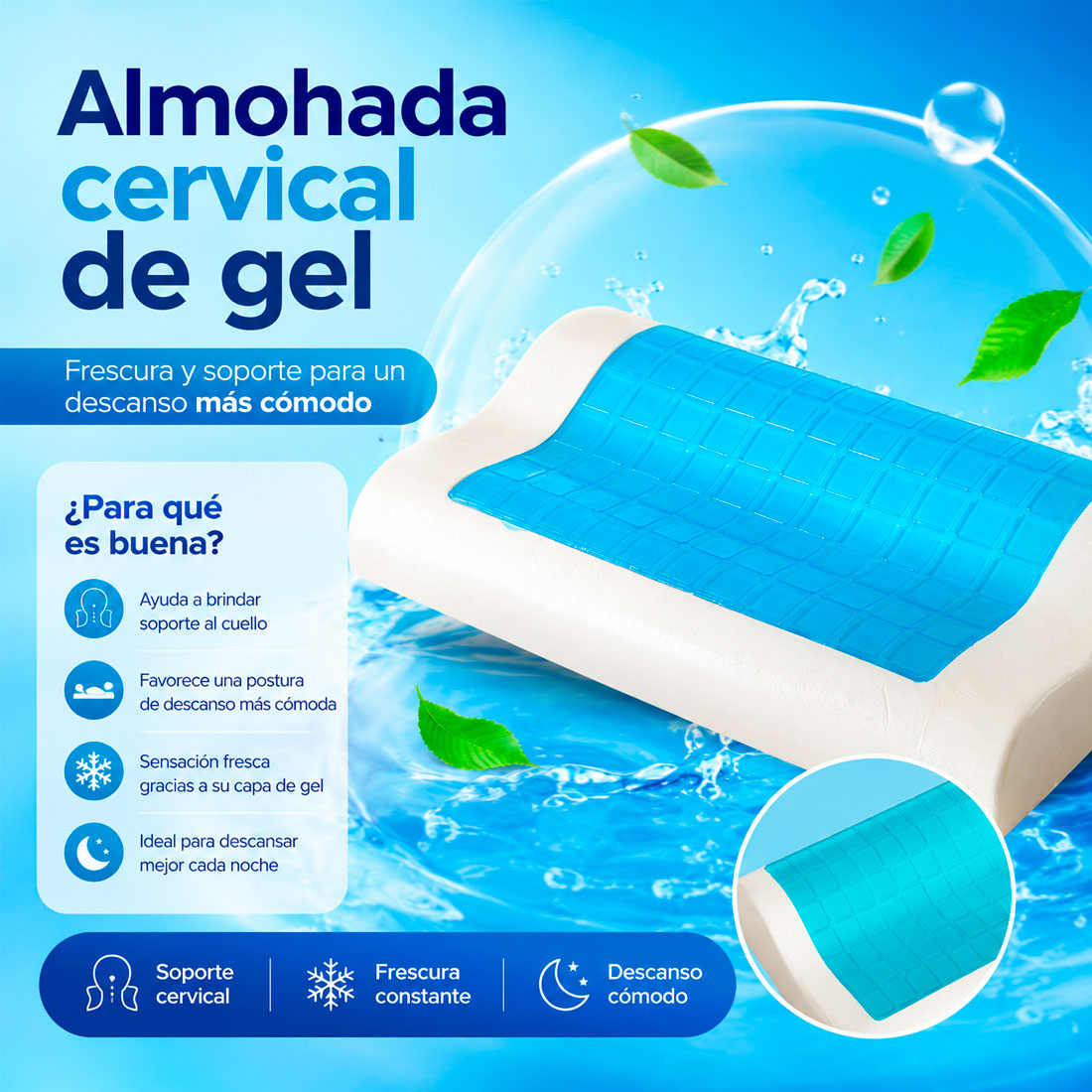 ALMOHADA CERVICAL MEMORY FOAM CON GEL REFRESCANTE - 7
