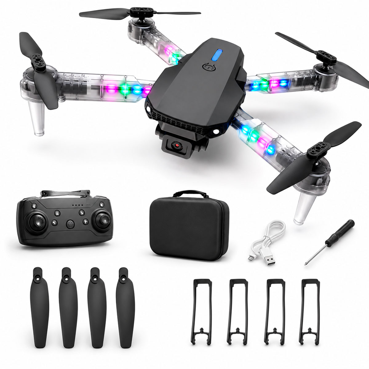 DRON E88 RGB WIFI DOBLE CAMARA 4K + ESTUCHE - 1
