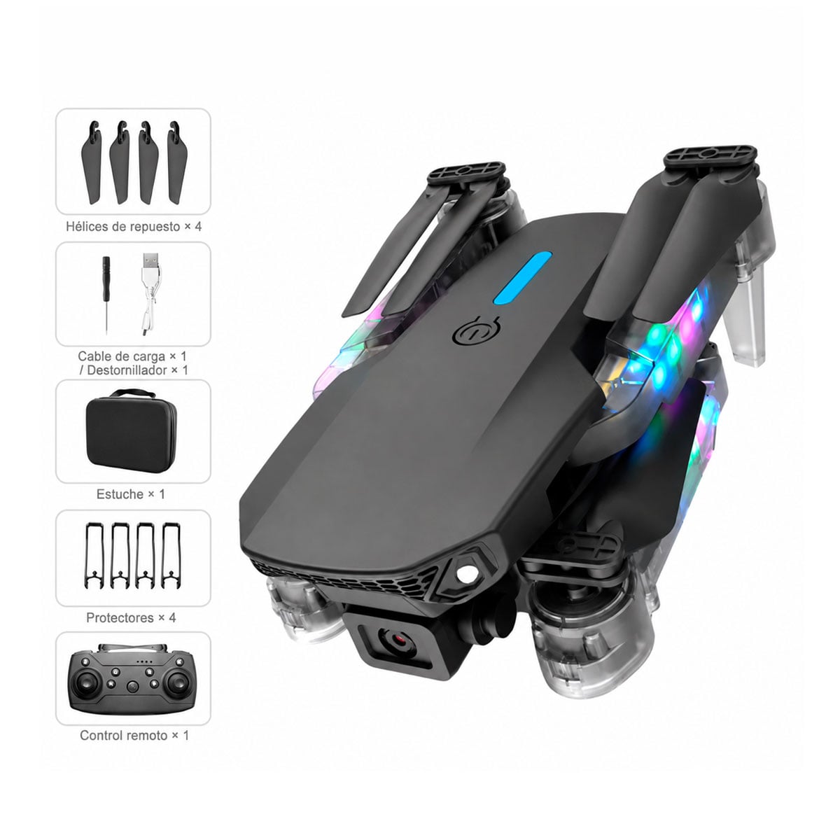 DRON E88 RGB WIFI DOBLE CAMARA 4K + ESTUCHE - 4