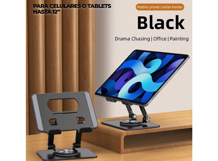 SOPORTE BASE GIRATORIA PARA TELÉFONO Y TABLET HASTA 12' NEGRO - 2
