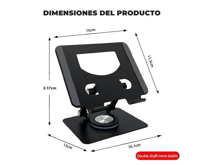 SOPORTE BASE GIRATORIA PARA TELÉFONO Y TABLET HASTA 12' NEGRO - 4