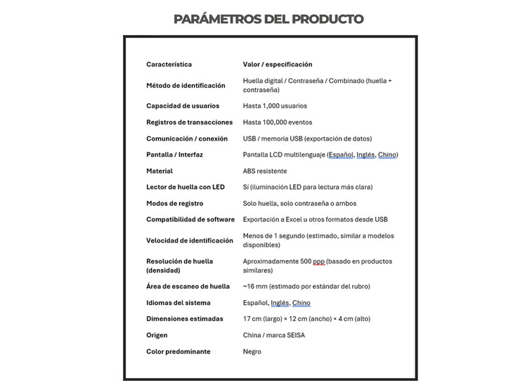 HUELLERO DIGITAL PARA CONTROL DE ASISTENCIA DEL PERSONAL - 5