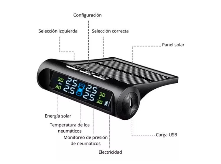 MEDIDOR DE PRESIÓN DE LLANTA PARA AUTO SENSOR TPMS - 4