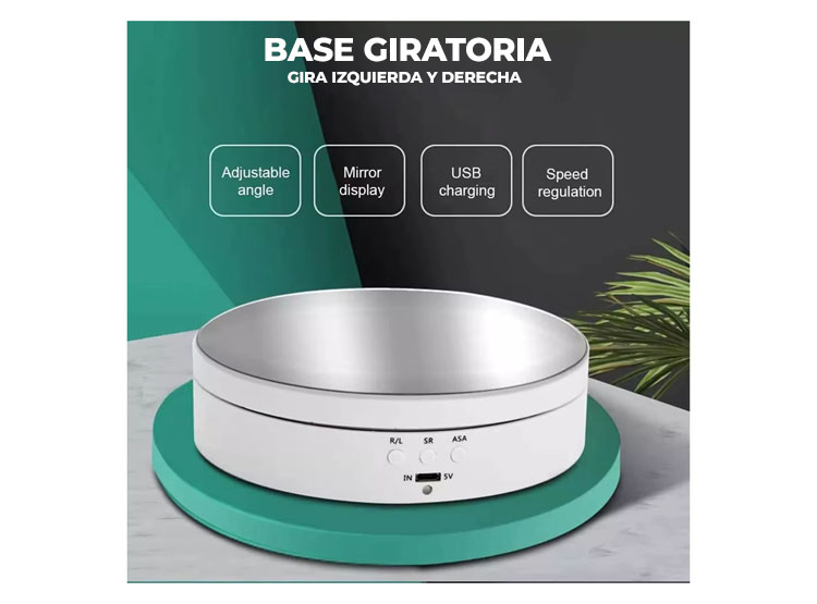 BASE GIRATORIA PARA EXHIBICIÓN DE 3 VELOCIDADES BLANCO - 3