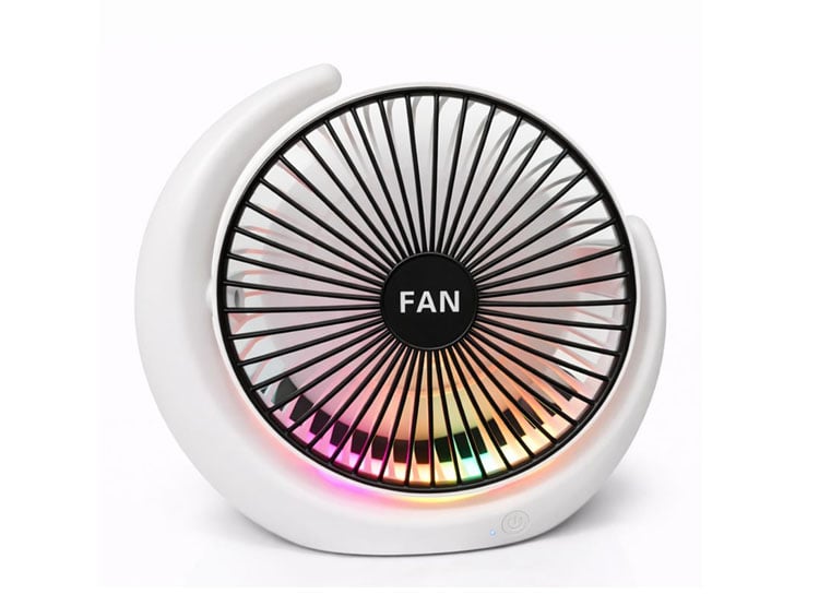 VENTILADOR DE ESCRITORIO MEDIA LUNA RGB 3 VELOCIDADES - 1