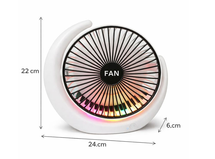 VENTILADOR DE ESCRITORIO MEDIA LUNA RGB 3 VELOCIDADES - 4