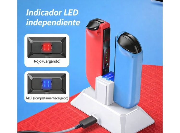 CARGADOR PARA MANDOS DE NINTENDO SWITCH Y OLED BASE DE CARGA JOYCONS - 5