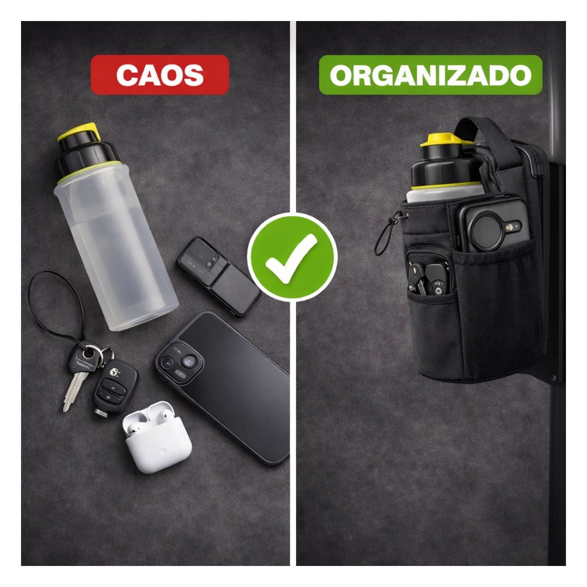 BOLSO MAGNÉTICO PARA GYM PORTA BOTELLA CELULAR TOALLA LLAVES - 2