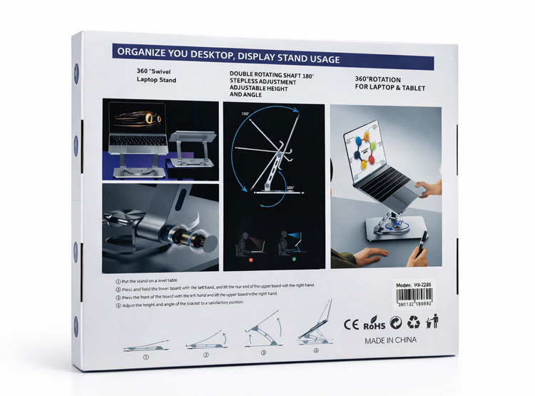 SOPORTE AJUSTABLE METÁLICO PARA LAPTOP Y TABLET GIRATORIO 360° - 2