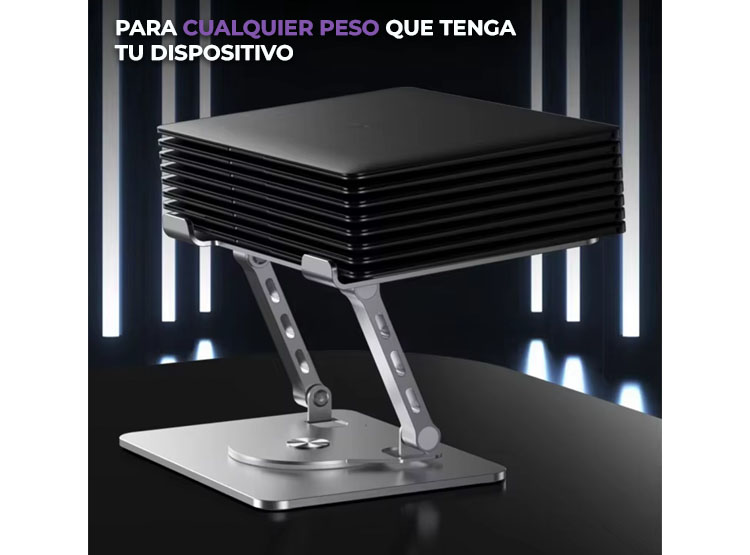 SOPORTE AJUSTABLE METÁLICO PARA LAPTOP Y TABLET GIRATORIO 360° - 4