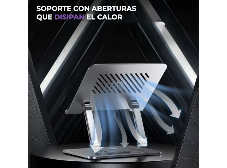 SOPORTE AJUSTABLE METÁLICO PARA LAPTOP Y TABLET GIRATORIO 360° - 5