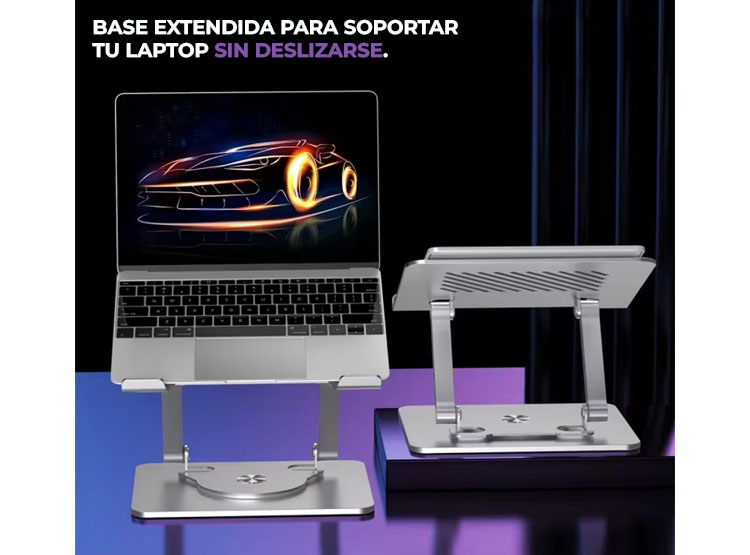 SOPORTE AJUSTABLE METÁLICO PARA LAPTOP Y TABLET GIRATORIO 360° - 6