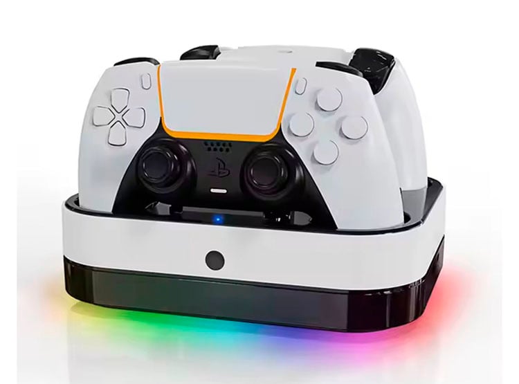 BASE DE CARGA DUAL PARA MANDOS CONTROLES PS5 PLAY 5 RGB - 1