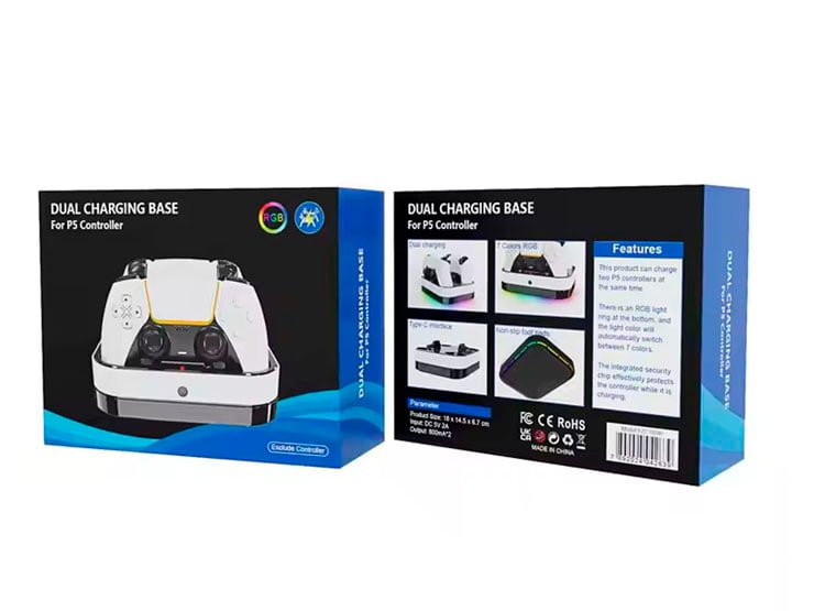 BASE DE CARGA DUAL PARA MANDOS CONTROLES PS5 PLAY 5 RGB - 4