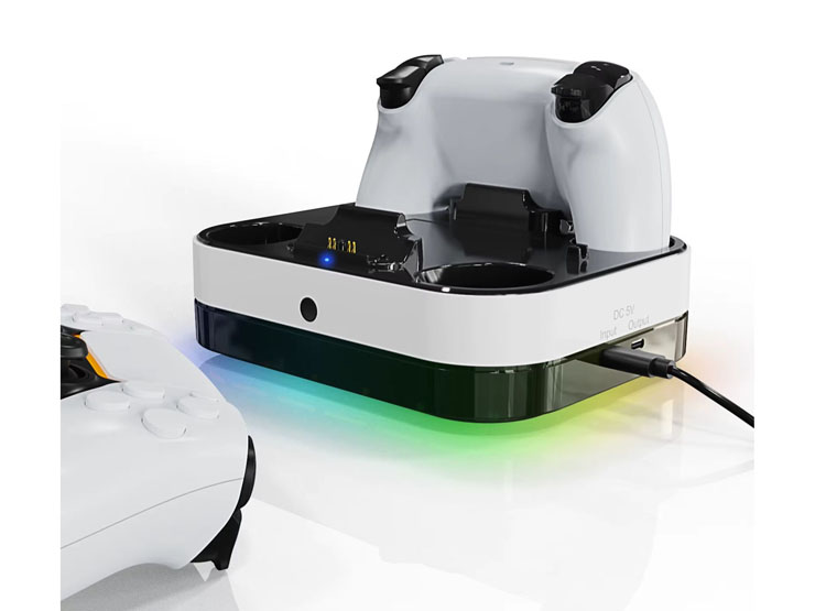 BASE DE CARGA DUAL PARA MANDOS CONTROLES PS5 PLAY 5 RGB - 5