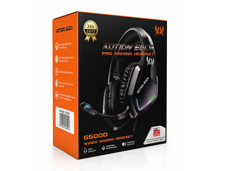 AURICULARES AUDIFONOS HEADSET RGB BLACK KOTION EACH G5000 - 4