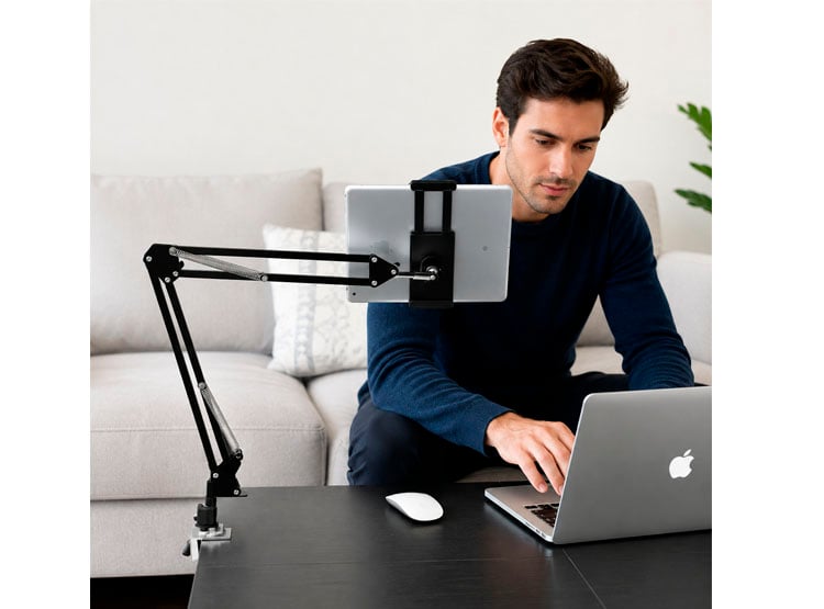 SOPORTE DE BRAZO AJUSTABLE PARA TABLET Y CELULAR DE ESCRITORIO - 2