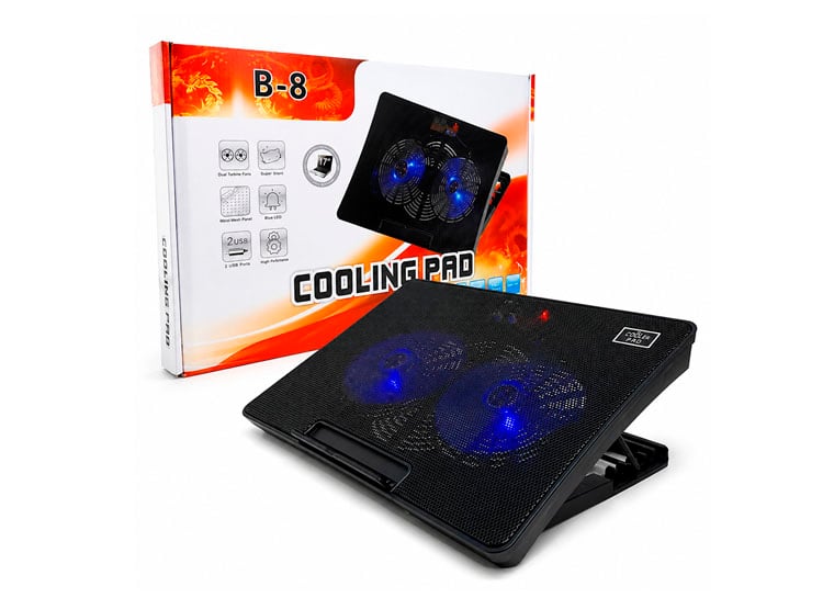 BASE SOPORTE PARA LAPTOP NOTEBOOK HASTA 17' CON DOBLE VENTILACIÓN COOLER LED AZUL - 5