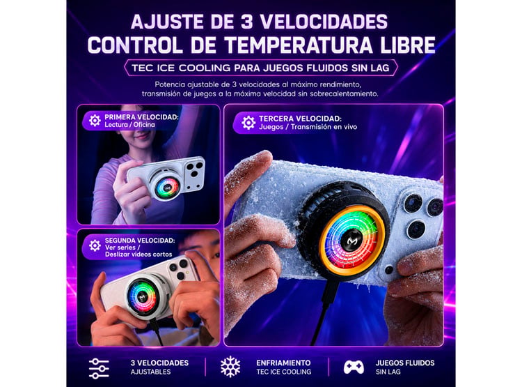 COOLER VENTILADOR PARA TELEFONO MEMO CX20 CONGELADOR ALTA POTENCIA CON REGULADOR DE TEMPERATURA - 2