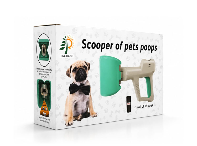 RECOGEDOR DE DESECHOS PARA PERROS MASCOTAS CON BOLSAS DESECHABLES - 4