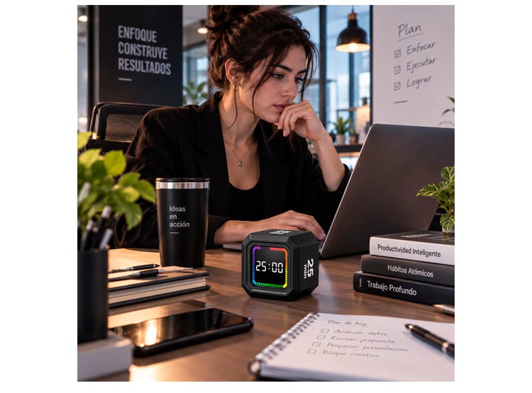 POMODORO DIGITAL INTELIGENTE CON PANTALLA LED PARA PRODUCTIVIDAD Y ENFOQUE CON SENSOR - 4