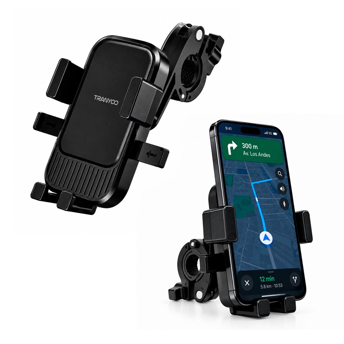 SOPORTE PARA CELULAR DE MOTO Y BICICLETA AJUSTABLE PARA MANILLAR - 1