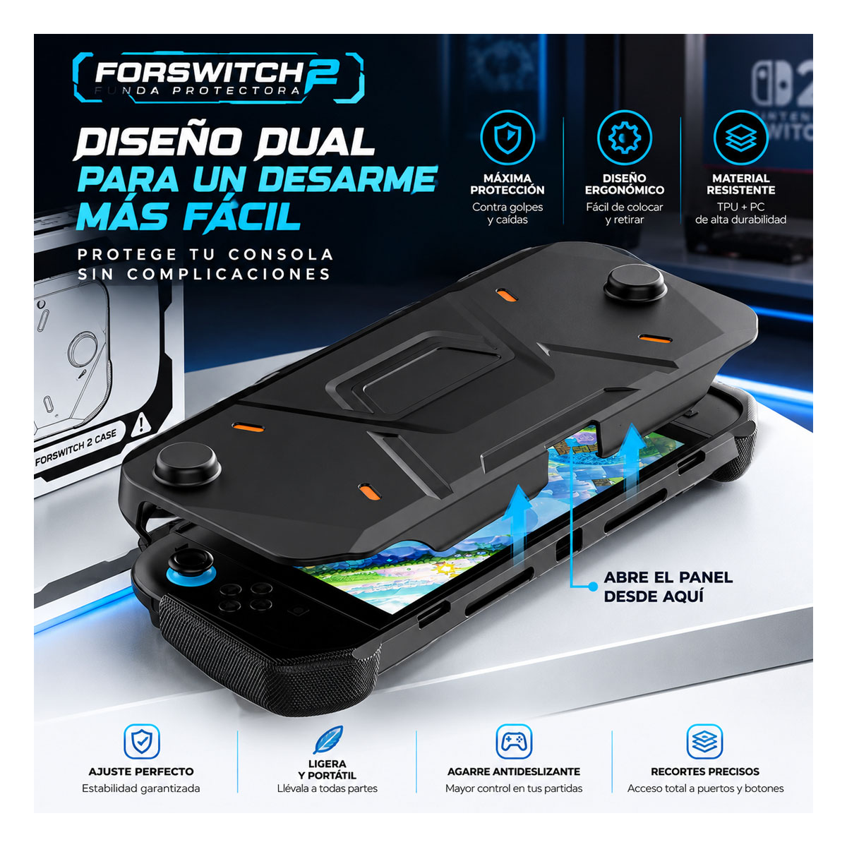 FUNDA PROTECTORA PARA NINTENDO SWITCH 2 ESTILO ARMOR DOBLE CAPA - 4