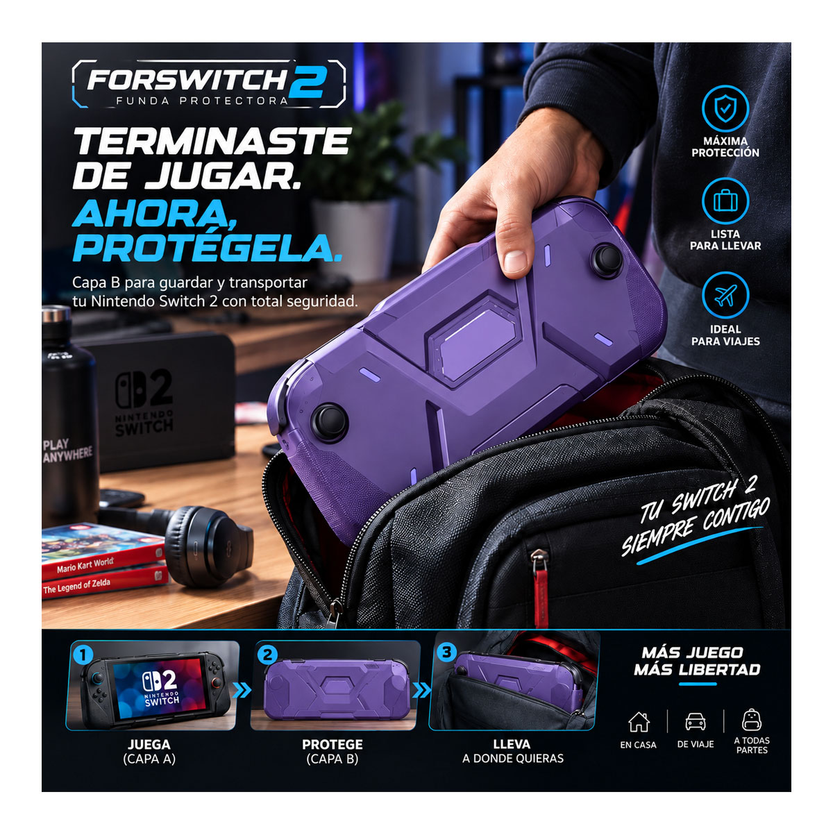 CASE PROTECTOR PARA NINTENDO SWITCH 2 FUNDA DE PROTECCIÓN DUAL - 5