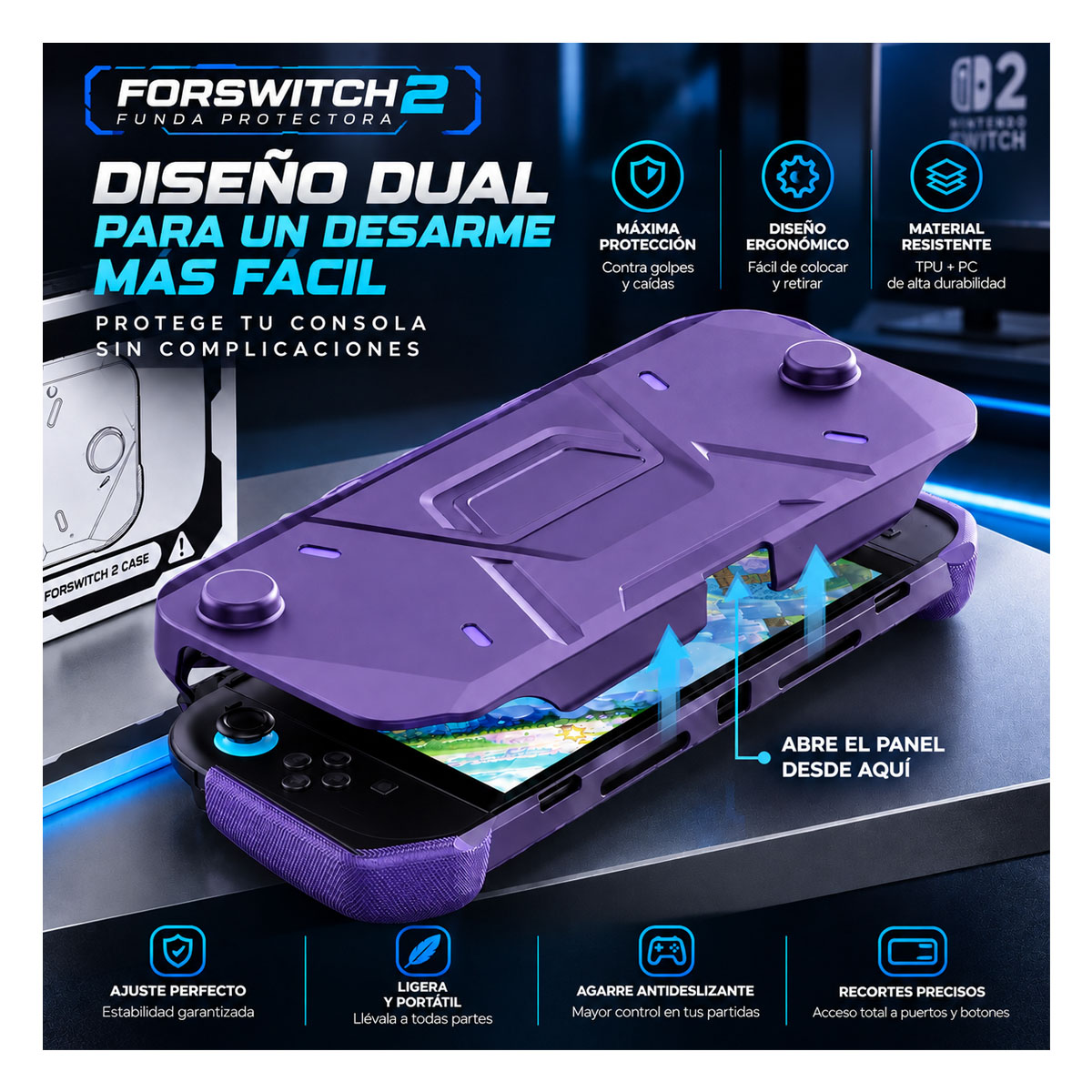 CASE PROTECTOR PARA NINTENDO SWITCH 2 FUNDA DE PROTECCIÓN DUAL - 8