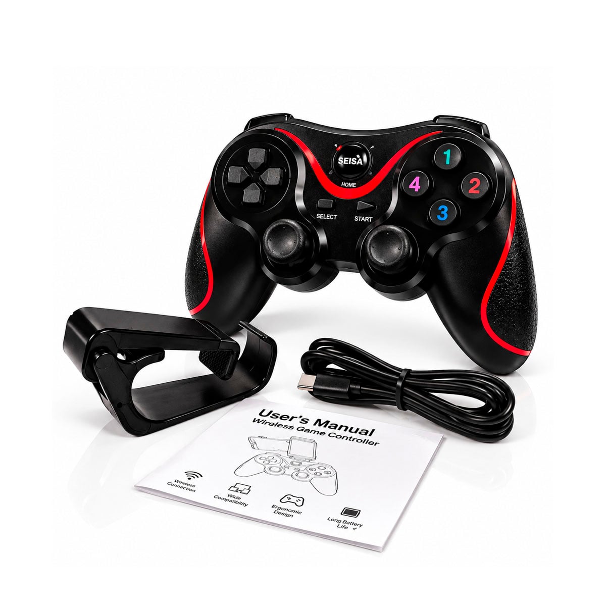 CONTROL JOYSTICK BLUETOOTH PARA TELÉFONO PC SWITCH Y PS3 SEISA - 3