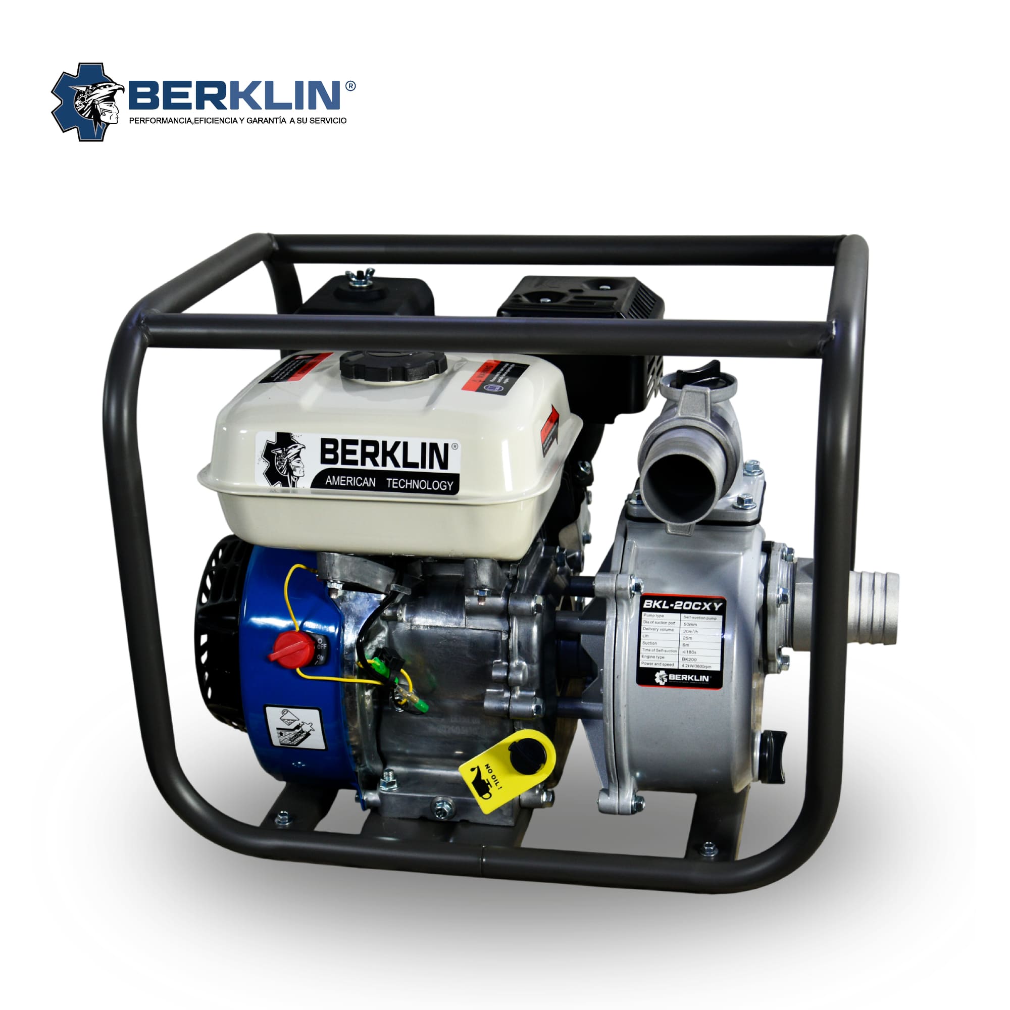 MOTOBOMBA BERKLIN BKL-20CXY GASOLINA 2 PULGADAS SUCCION SALIDA 6.5 HP - 1
