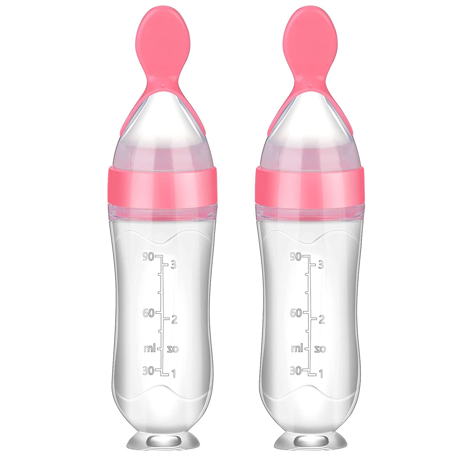 BIBERÓN CUCHARA ALIMENTADOR DE SILICONA ANTIDESLIZANTE ROSA - 1
