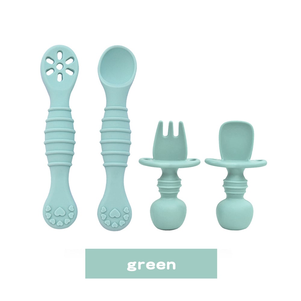 SET DE CUBIERTOS CON TOPE PARA BEBÉS 4PZ VERDE - 1