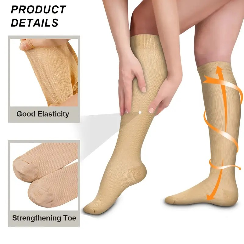 MEDIAS COMPRESION 2 PACK VARICES UNISEX 15-20 MMHG BEIGE L/XL