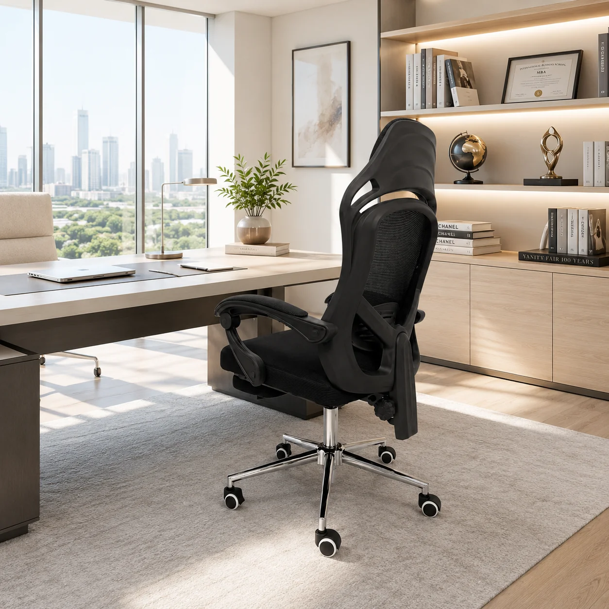 SILLA DE OFICINA RECLINABLE CON REPOSAPIES ERGO - 7