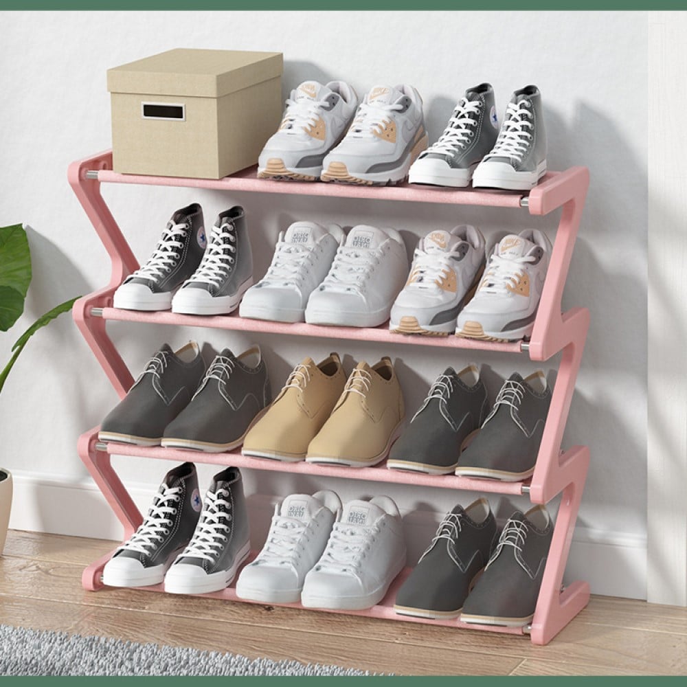 ORGANIZADOR DE CALZADOS MULTIUSO ZAPATERO DE 4 NIVELES ROSADO - 1