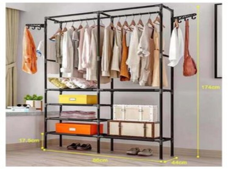 Ripley - ROPERO PERCHERO ORGANIZADOR ARMARIO CLOSET ARMABLE 2 CUERPOS NEGRO