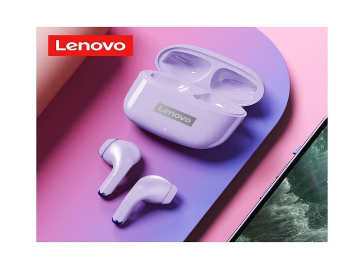 AUDÍFONOS LENOVO INALÁMBRICO BLUETOOTH LP40 PRO TÁCTIL MORADO - 2