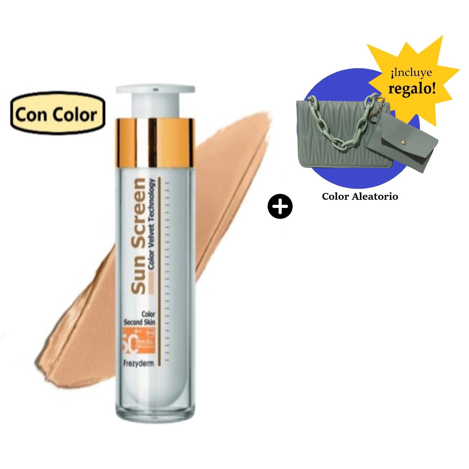 FREZYDERM VELVET SUNSCREEN COLOR FACE SPF50 50ML + MINICARTERA 2EN1 CON CADENA - 1