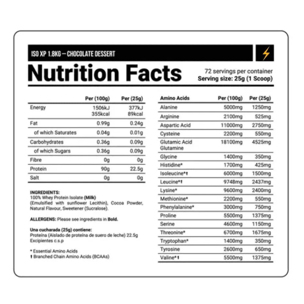 PROTEÍNA APPLIED NUTRITION ISO-XP 100% WHEYPROTEIN 1.8 KG SABOR CHOCOLATE DESSERT - 2